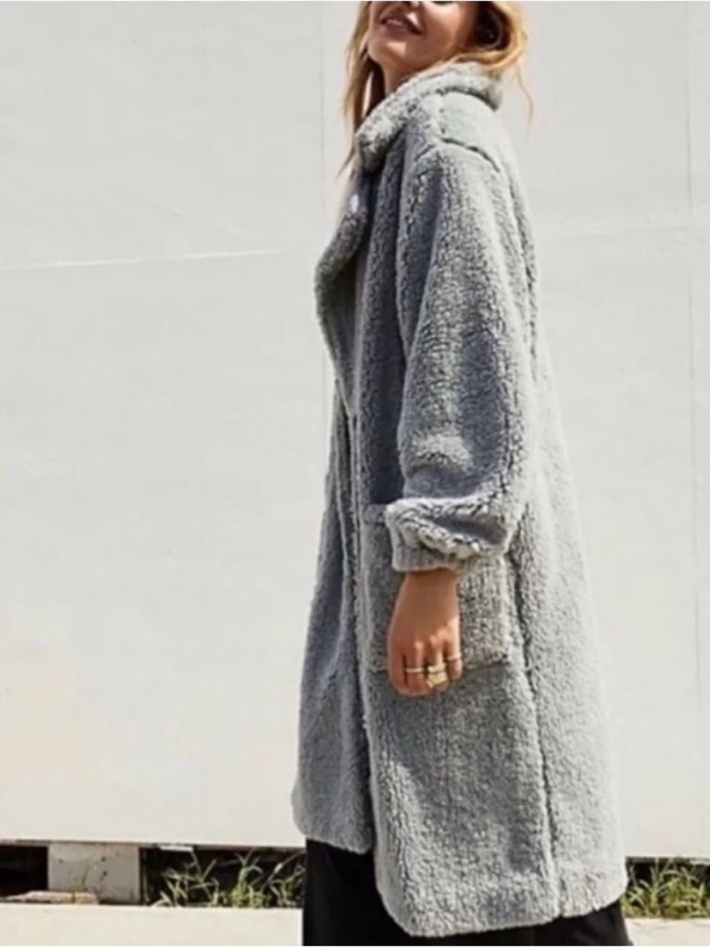 Free People Tessa Teddy Coat – Gray – Size Small – Like New